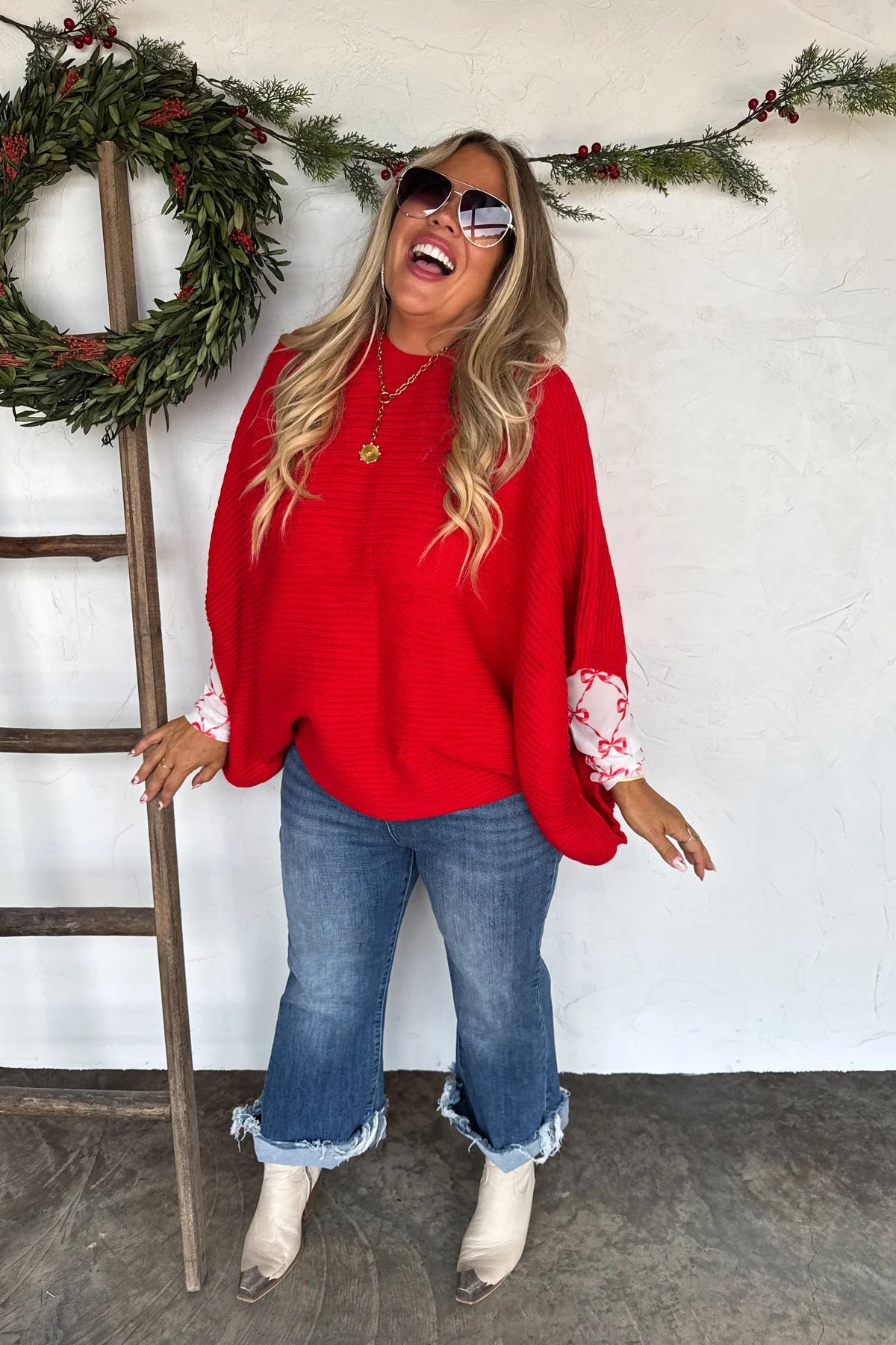 RTS- CHRISTMAS MEG PULLOVER PONCHO